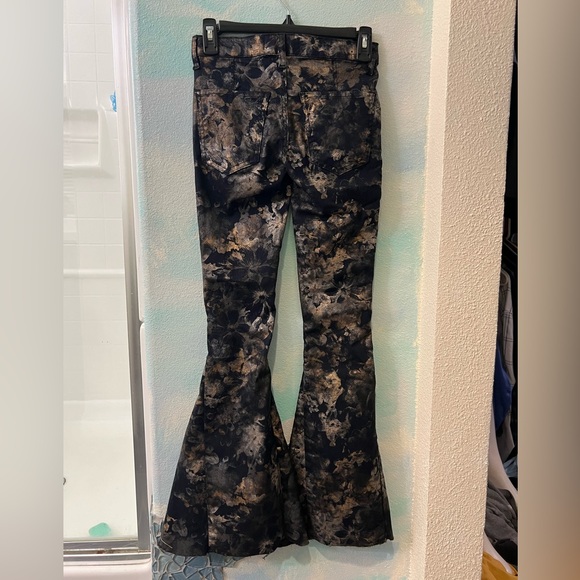 NWOT We The Free Black & Gold Floral Flare Pants - Picture 5 of 10